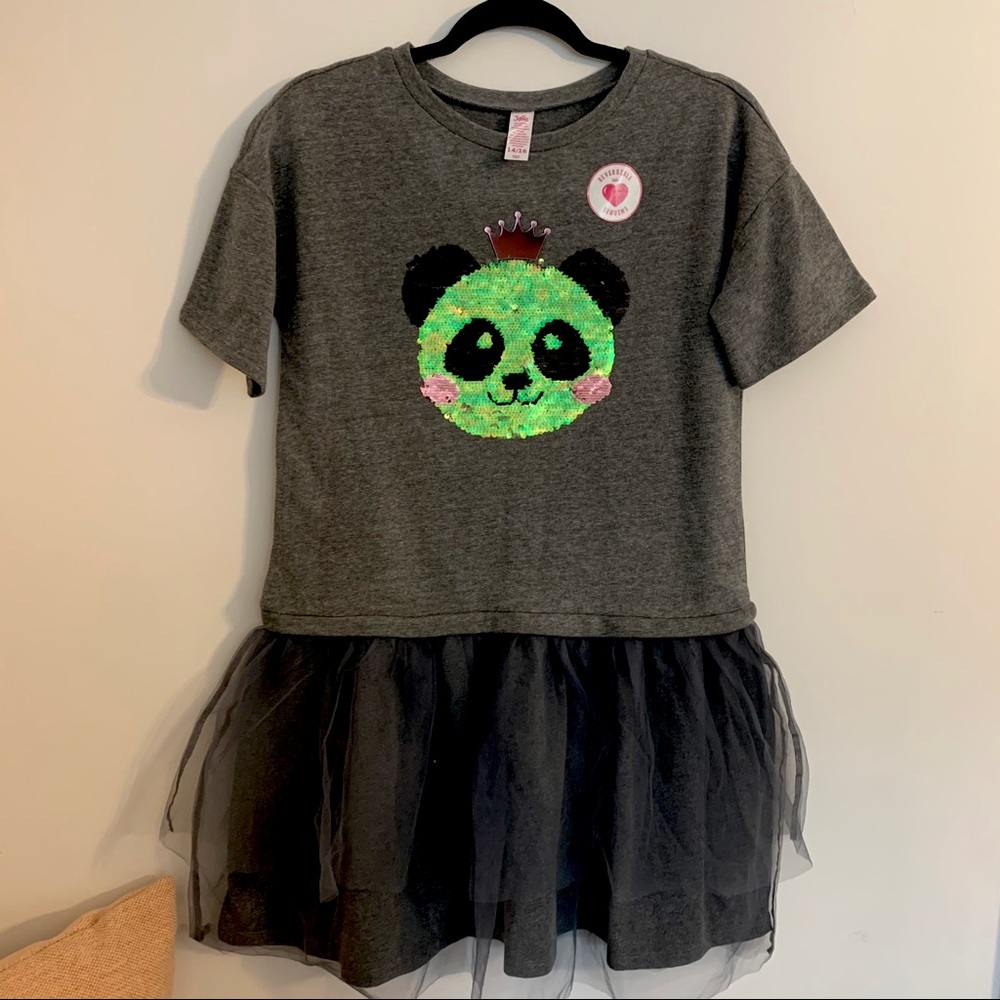 Justice Girls Sequin Panda Tulle Dress